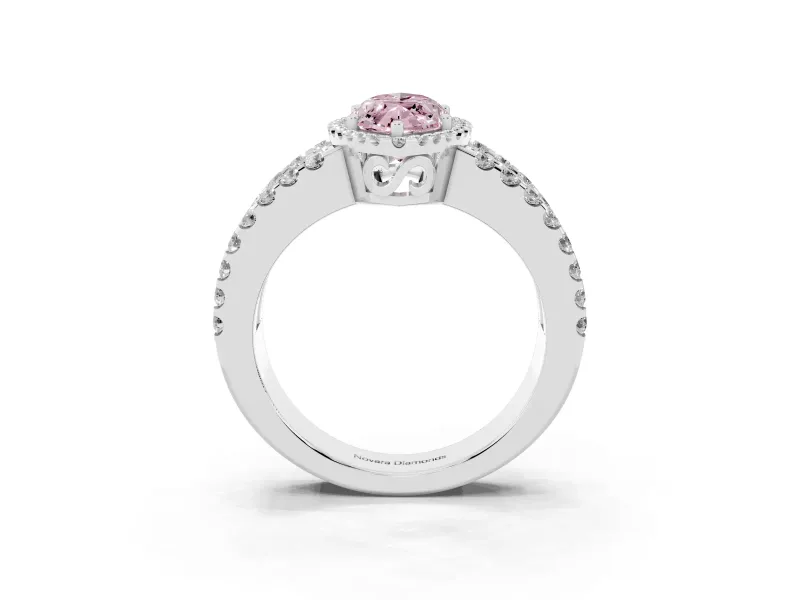 Marquise Halo Split Shank Engagement Ring Setting for a Fancy Pink Lab-Grown Diamond | White Gold