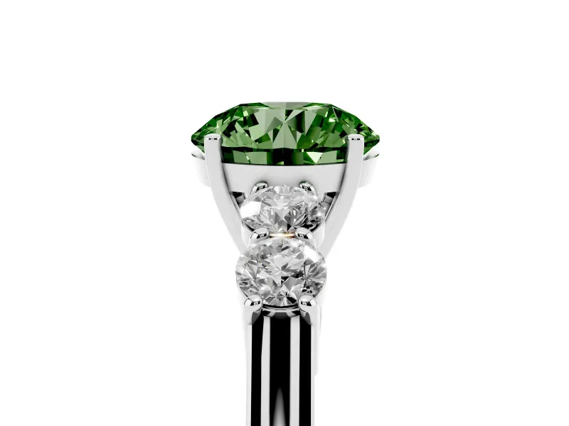 Round 5 Stone Engagement Ring Setting for a Fancy Green Lab-Grown Diamond | Sterling Silver