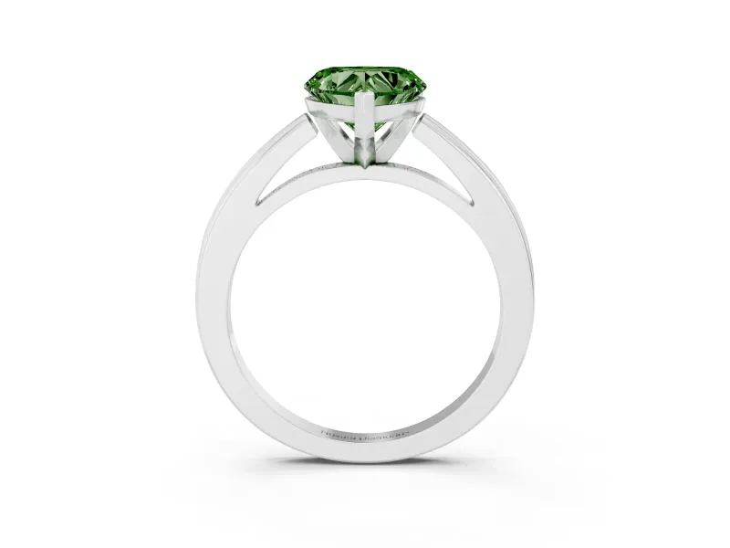 Fancy Green Heart Cut Diamond Solitaire Ring Set in Platinum with Prong Setting and Classic Band