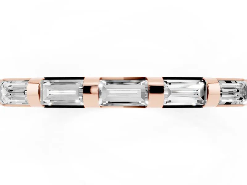 Baguette Lab-Grown Diamond Channel Set Wedding Band | Bar Dividers | Rose Gold