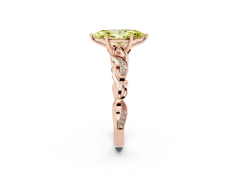 Marquise Vine Engagement Ring Setting for a Fancy Yellow Lab-Grown Diamond | Rose Gold