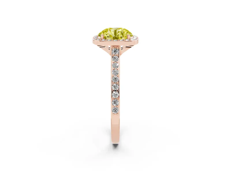 Round Halo Engagement Ring Setting for a Fancy Yellow Lab-Grown Diamond | Rose Gold - Design NV-24729