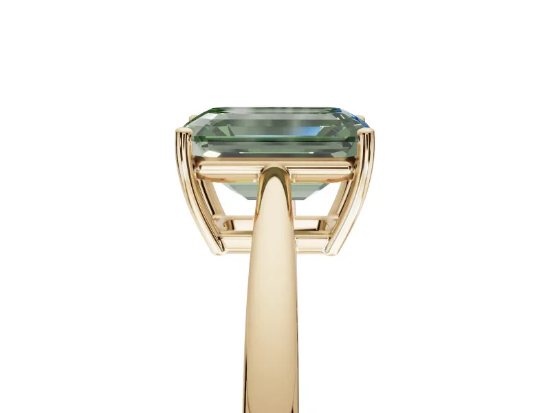 Emerald Cut Cathedral Engagement Ring Setting for a Fancy Green Lab-Grown Diamond | Yellow Gold - Design NV-24626