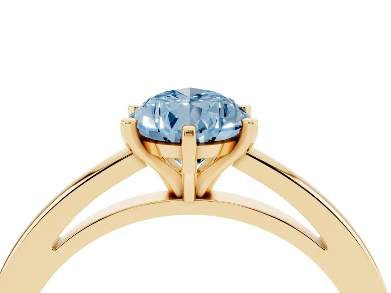 Pear-Shaped Plain Engagement Ring Setting for a Fancy Blue Lab-Grown Diamond | Yellow Gold