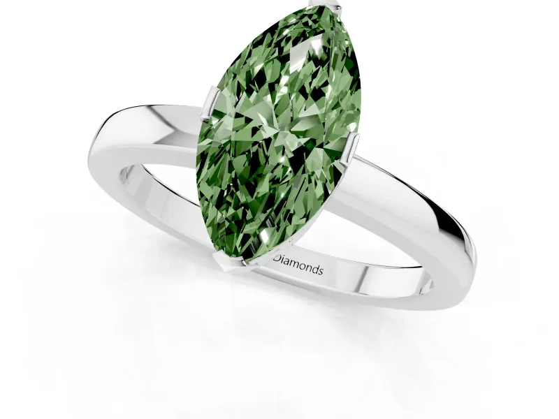 Marquise Solitaire Engagement Ring Setting for a Fancy Green Lab-Grown Diamond | Flat Tab Prongs | Sterling Silver