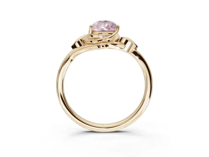 Pear-Shaped Leaf Bypass Solitaire Engagement Ring Setting for a Fancy Pink Lab-Grown Diamond | Yellow Gold
