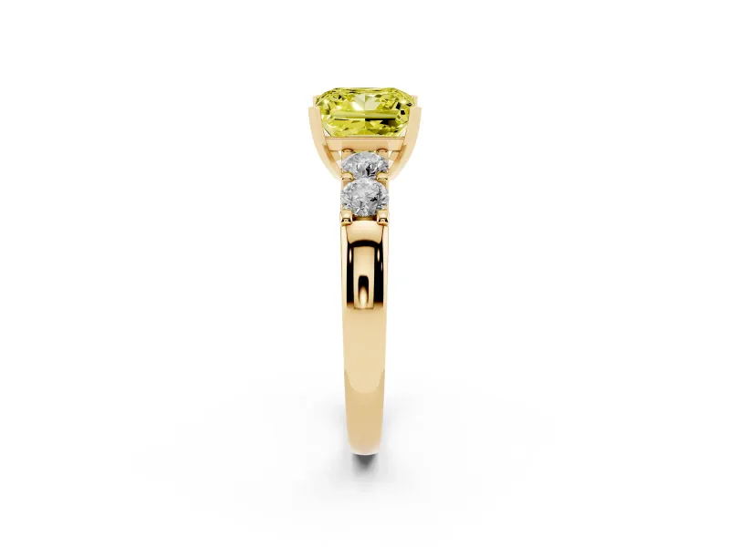Princess Cut Five Stone Engagement Ring Setting for a Fancy Yellow Lab-Grown Diamond | Yellow Gold