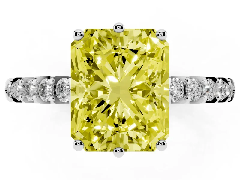 Radiant Cut Engagement Ring Setting for a Fancy Yellow Lab-Grown Diamond | White Gold - Design NV-24649