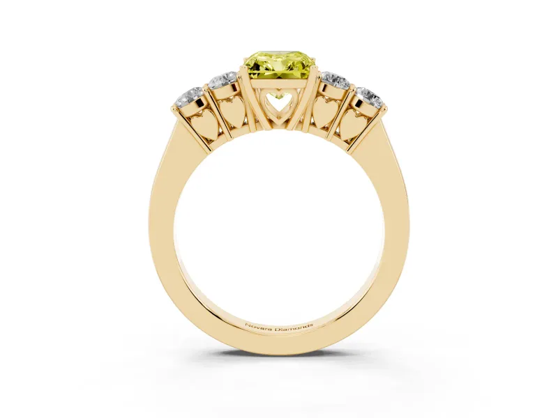 Radiant Cut 5 Stone Engagement Ring Setting for a Fancy Yellow Lab-Grown Diamond | Yellow Gold