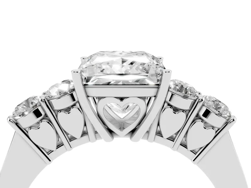 Princess Cut Close Set Five Stone Engagement Ring Setting | White Gold
