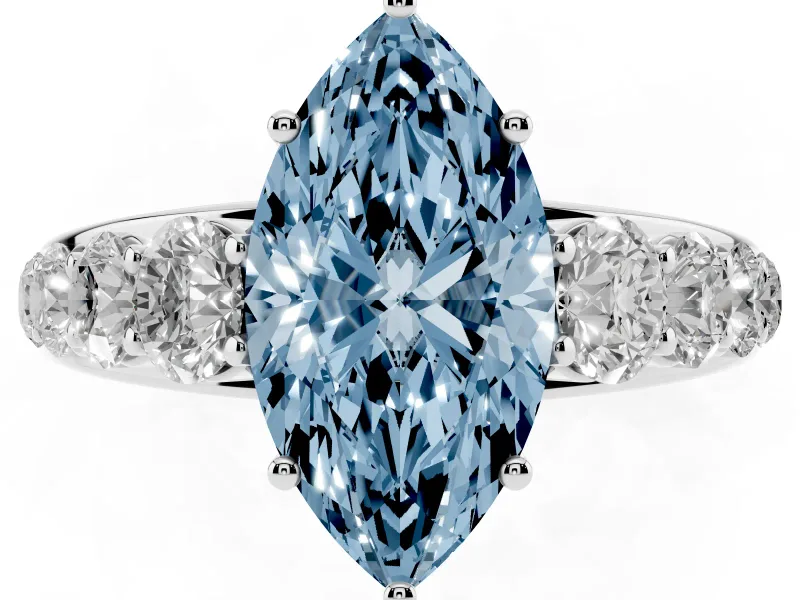 Marquise Engagement Ring Setting for a Fancy Blue Lab-Grown Diamond | Sterling Silver - Design NV-24646