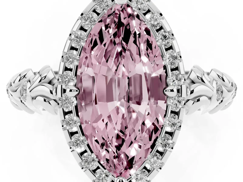 Marquise Leaf Halo Engagement Ring Setting for a Fancy Pink Lab-Grown Diamond | Platinum