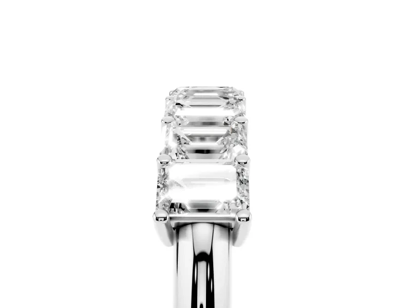 Emerald Cut Diamond Half Eternity Band Set in White gold with Prong Setting