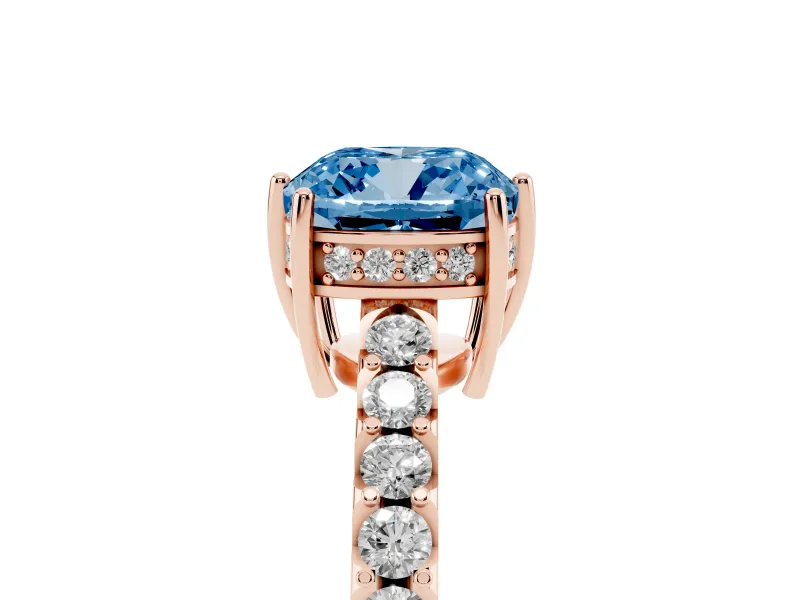 Cushion Cut Engagement Ring Setting for a Fancy Blue Lab-Grown Diamond | Rose Gold - Design NV-24649