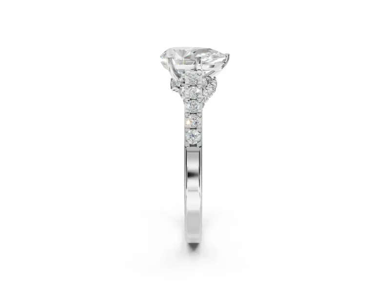 Pear-Shaped Pavé Solitaire Engagement Ring Setting | Crossover Gallery | Platinum