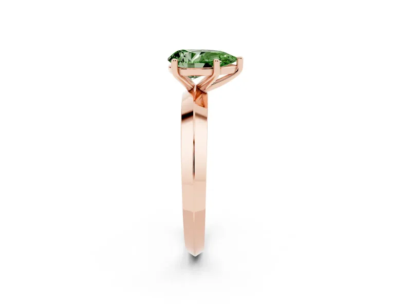 Pear-Shaped Knife-Edge Engagement Ring Setting for a Fancy Green Lab-Grown Diamond | Rose Gold