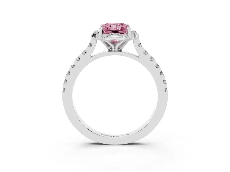 Radiant Cut Floral Petal Engagement Ring Setting for a Fancy Pink Lab-Grown Diamond | Petal Accents | Sterling Silver