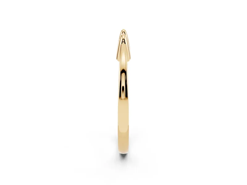 Plain Notched Contour Wedding Band | Twin Raised Tabs | Yellow Gold