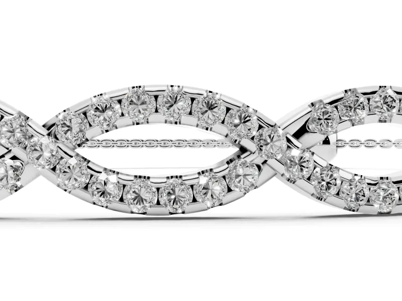 Marquise Diamond Pavé Infinity Chain Bracelet Set in White gold with Bezel Prong Setting