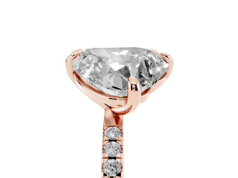 Emerald Cut and Heart-Shaped Lab-Grown Diamond Toi et Moi Engagement Ring | Pavé Band | Rose Gold