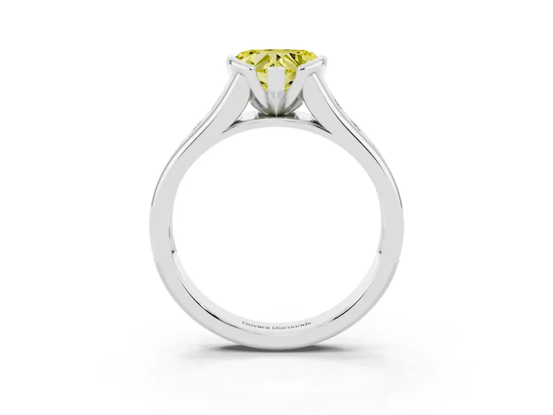 Heart-Shaped Half Bezel Engagement Ring Setting for a Fancy Yellow Lab-Grown Diamond | White Gold