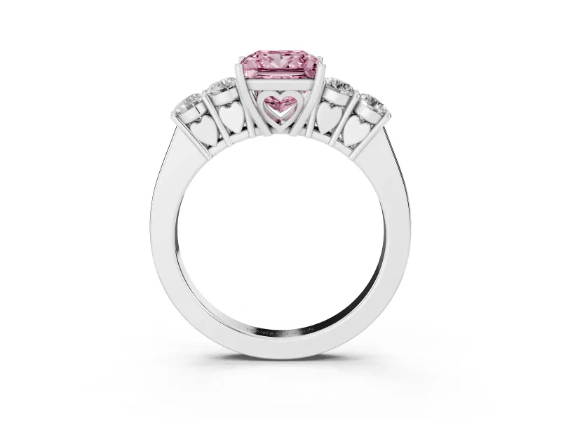 Princess Cut 5 Stone Engagement Ring Setting for a Fancy Pink Lab-Grown Diamond | White Gold