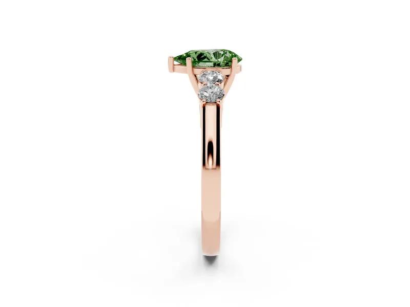 Pear-Shaped 5 Stone Engagement Ring Setting for a Fancy Green Lab-Grown Diamond | Rose Gold