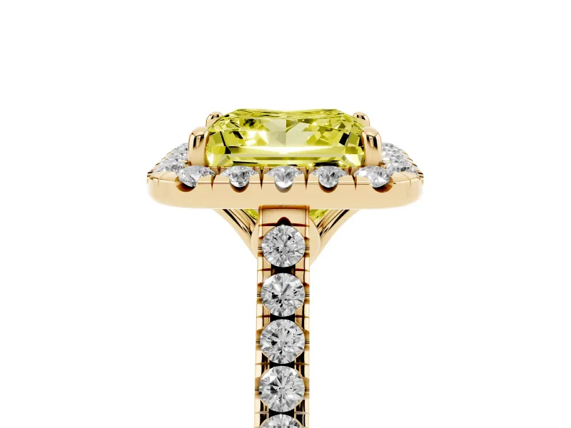 Princess Cut Raised Halo Engagement Ring Setting for a Fancy Yellow Lab-Grown Diamond | Yellow Gold