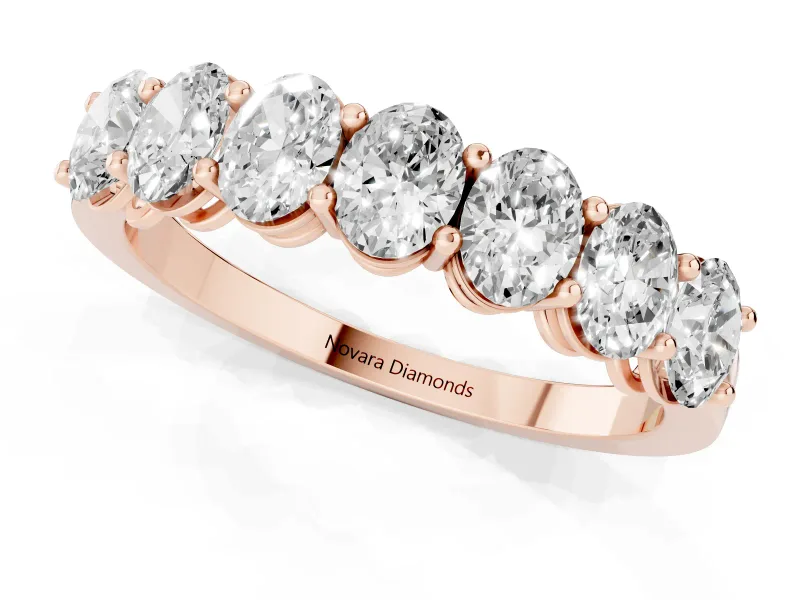 Oval Diamond Eternity Band Set in Rose gold with Shared Prongs