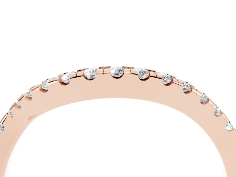 Round Diamond Pavé Twist Band Set in Rose gold with U-Prong Setting