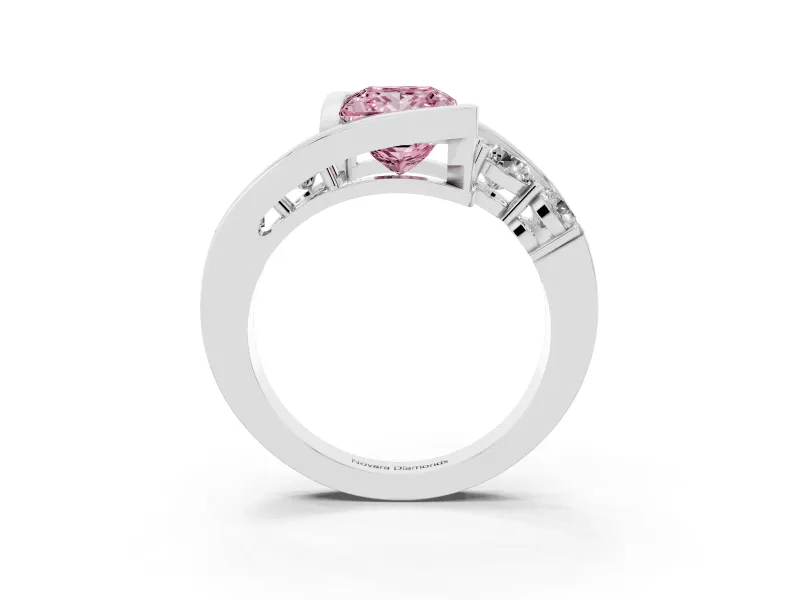 Princess Cut Engagement Ring Setting for a Fancy Pink Lab-Grown Diamond | Bezel | Sterling Silver
