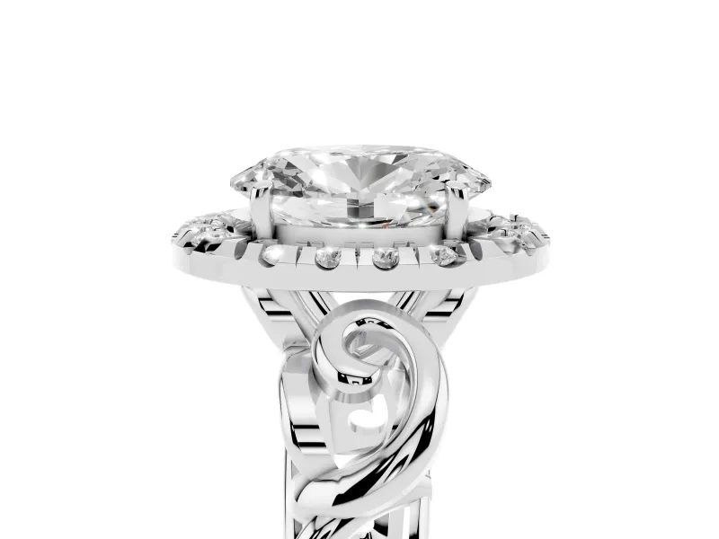 Oval Vintage Filigree Halo Engagement Ring Setting | Scroll Shoulders | Platinum