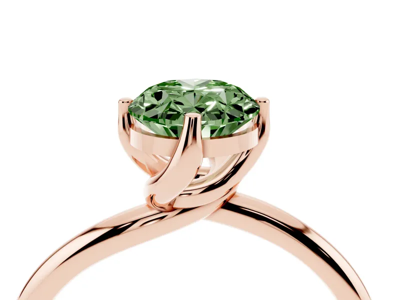 Oval Bypass Solitaire Engagement Ring Setting for a Fancy Green Lab-Grown Diamond | Rose Gold