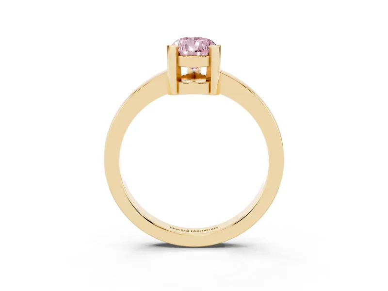 Pear-Shaped Solitaire Engagement Ring Setting for a Fancy Pink Lab-Grown Diamond | Flat Tab Prongs | Yellow Gold