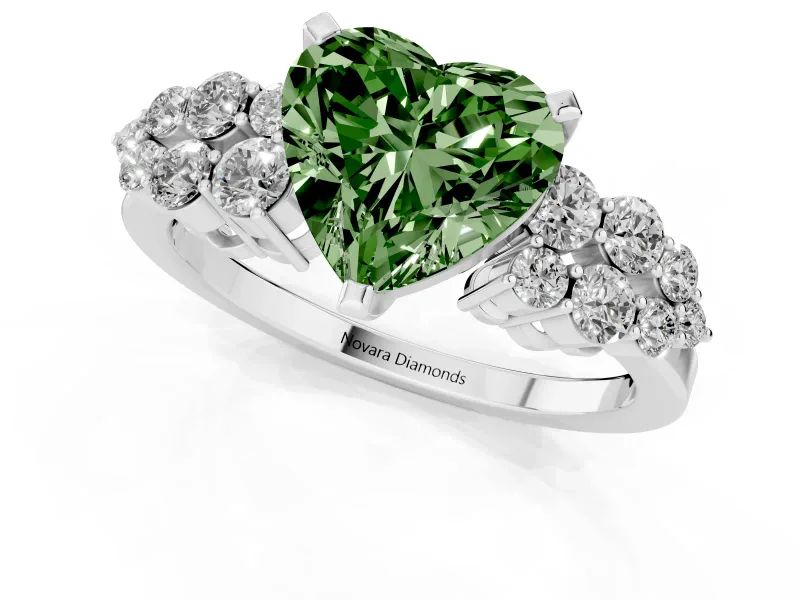 Heart-Shaped Engagement Ring Setting for a Fancy Green Lab-Grown Diamond | Sterling Silver - Design NV-24489