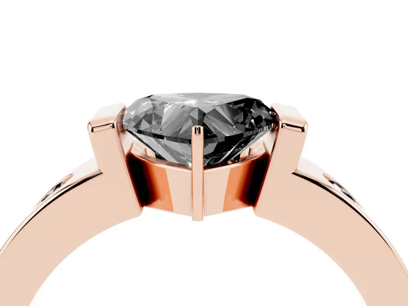 Heart-Shaped Tension Style Engagement Ring Setting for a Black Center | Rose Gold