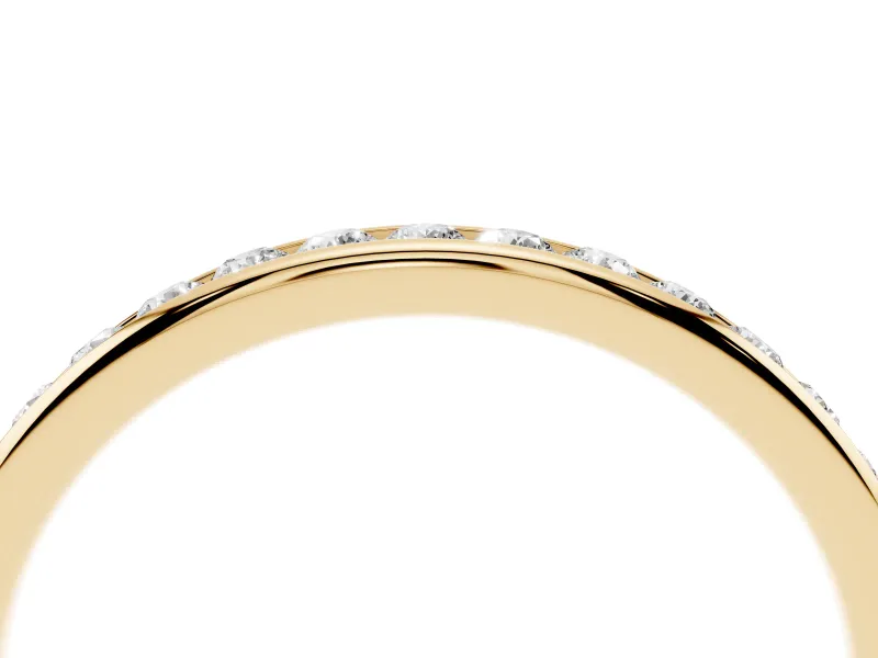 Round Diamond Everyday Comfort Fit Band Set in Yellow gold with Aligned Channel Row