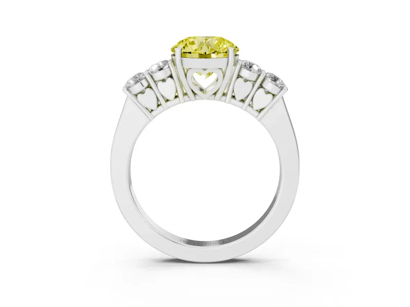 Round 5 Stone Engagement Ring Setting for a Fancy Yellow Lab-Grown Diamond | Sterling Silver