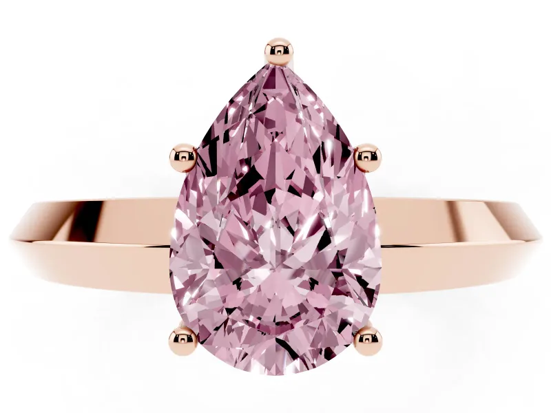 Pear-Shaped Knife-Edge Engagement Ring Setting for a Fancy Pink Lab-Grown Diamond | Rose Gold