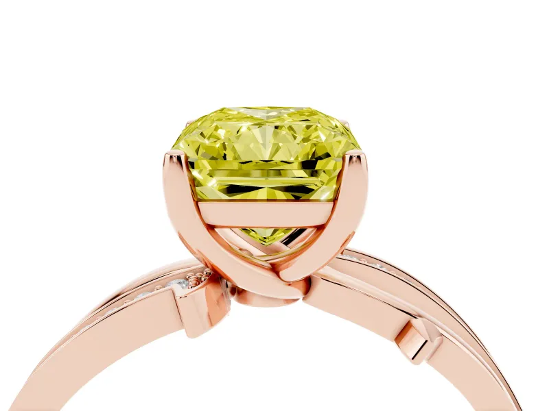 Radiant Cut Twisted Engagement Ring Setting for a Fancy Yellow Lab-Grown Diamond | Rose Gold - Design NV-24635