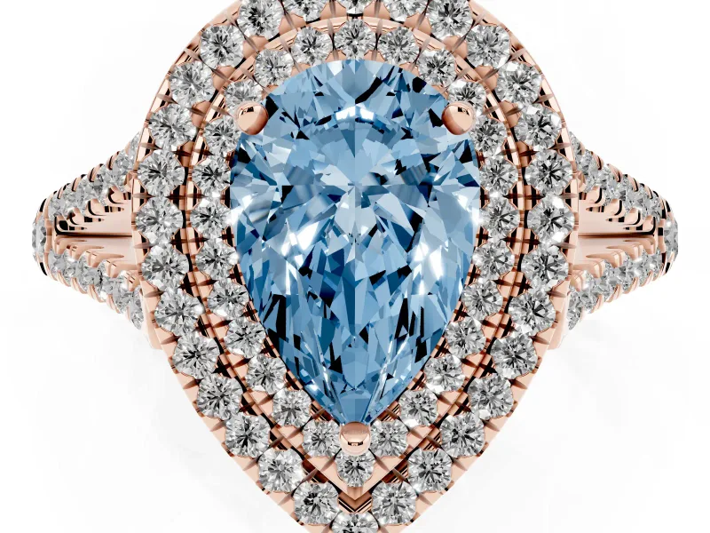 Pear-Shaped Halo Engagement Ring Setting for a Fancy Blue Lab-Grown Diamond | Rose Gold - Design NV-24799
