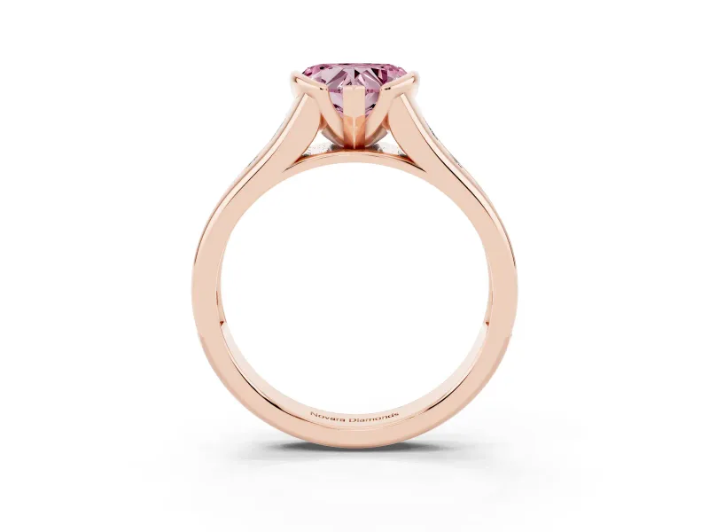 Heart-Shaped Half Bezel Engagement Ring Setting for a Fancy Pink Lab-Grown Diamond | Rose Gold