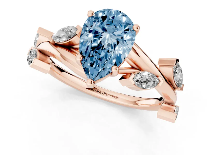 Pear-Shaped Twisted Vine Engagement Ring Setting for a Fancy Blue Lab-Grown Diamond | Rose Gold