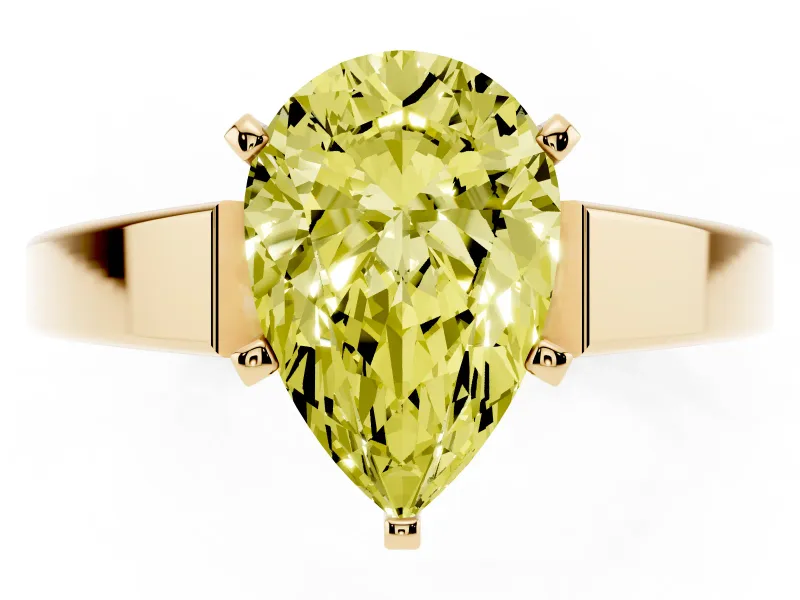 Pear-Shaped Solitaire Engagement Ring Setting for a Fancy Yellow Lab-Grown Diamond | Yellow Gold