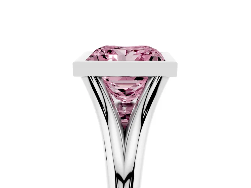 Princess Cut Bezel Engagement Ring Setting for a Fancy Pink Lab-Grown Diamond | Platinum