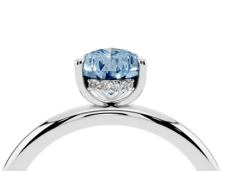 Pear-Shaped Hidden Halo Ring Setting for a Fancy Blue Lab-Grown Diamond | Platinum