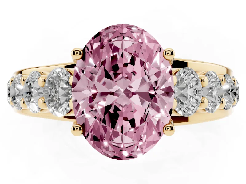 Oval Graduated Engagement Ring Setting for a Fancy Pink Lab-Grown Diamond | Yellow Gold