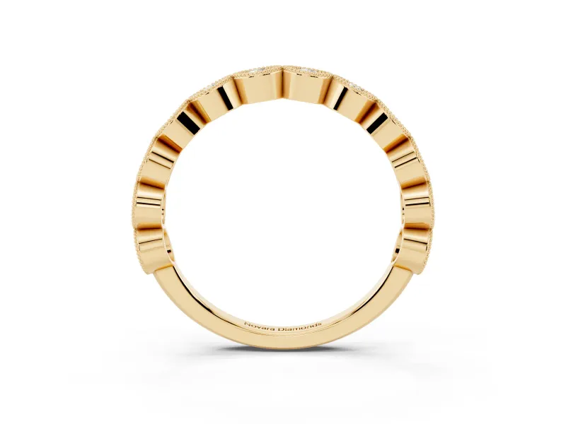 Marquise Diamond Eternity Band Set in Yellow gold with Milgrain Bezel Setting