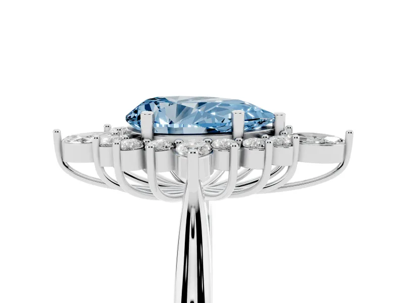 Pear-Shaped Engagement Ring Setting for a Fancy Blue Lab-Grown Diamond | Platinum - Design NV-24790
