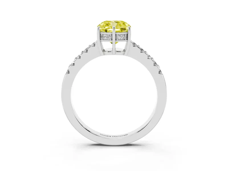 Cushion Cut Engagement Ring Setting for a Fancy Yellow Lab-Grown Diamond | Platinum - Design NV-24649